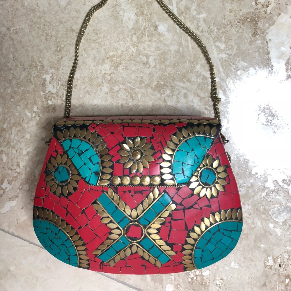 Vintage indian clutch with stones
